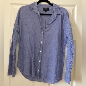 J Crew Classic Button Up in Crinkled Light Blue Gingham
